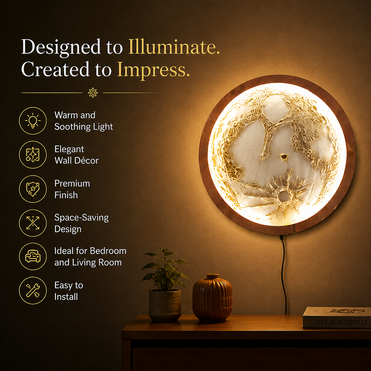 Modern Moon Decorative Night Lamp – 12 Inch