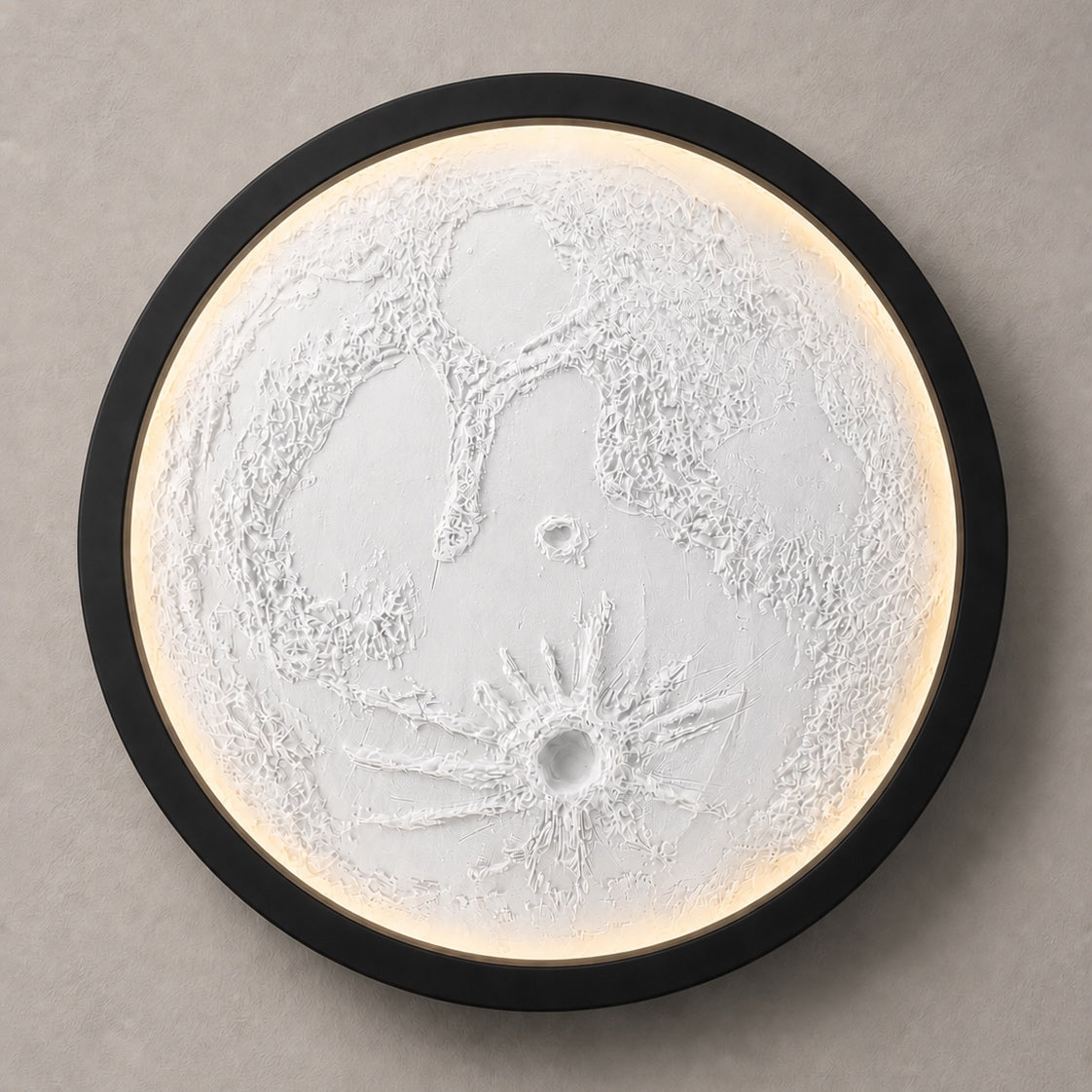 Matte Black Giftaria Moon Lamp with a mineral-white surface and warm inner glow